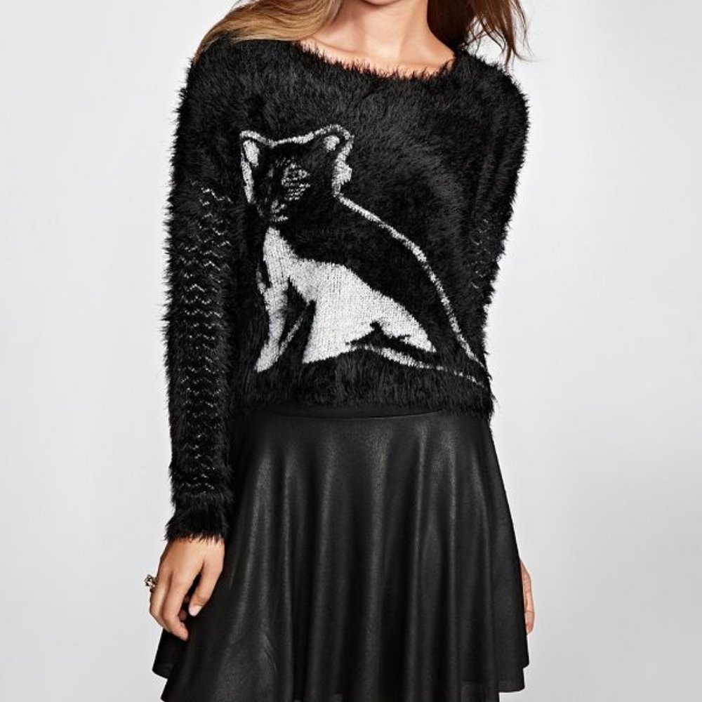 GUESS Fuzzy Intarsia Sweater